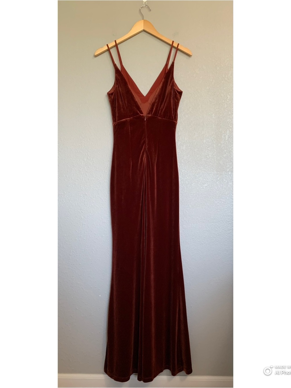 Lulus XS Immensely Glam Rust Velvet Backless Maxi Dress NWT FLAW Formal Party - Picture 9 of 15